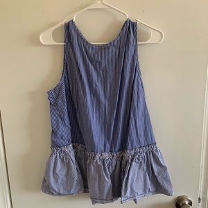 Blue and white striped top